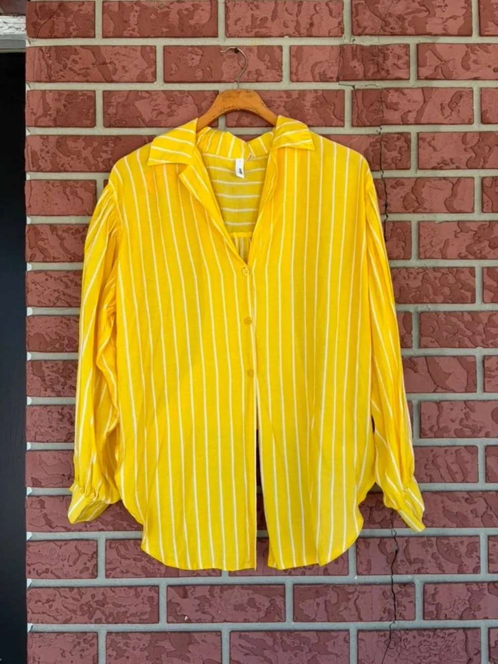 glam Yellow and White Striped Button Down Shirt